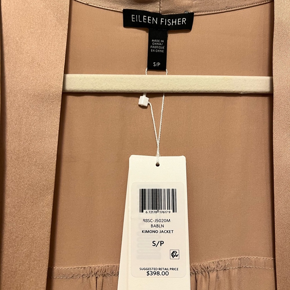 Eileen Fisher Champagne Silk Kimono Jacket - Picture 4 of 8